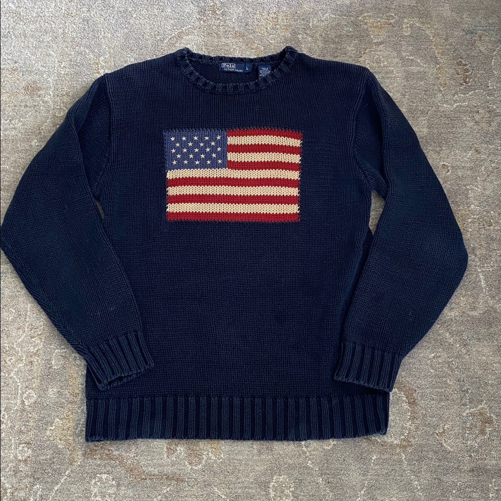 Ralph Lauren POLO Flag Sweater Navy Large L